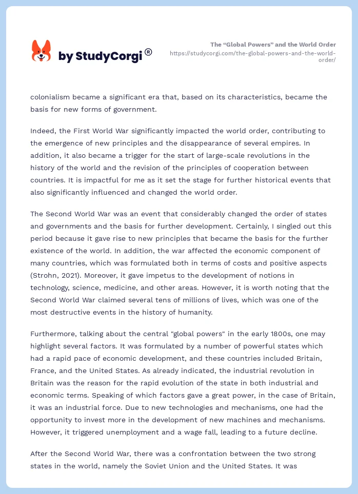 The “Global Powers” and the World Order. Page 2