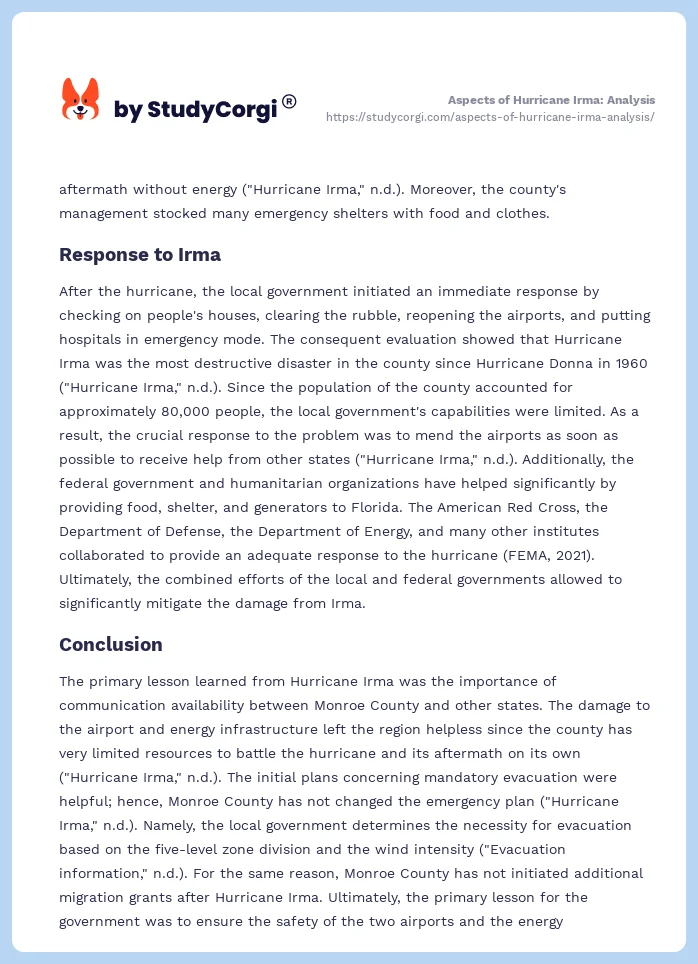 Aspects of Hurricane Irma: Analysis. Page 2
