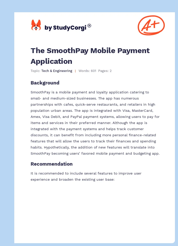 The SmoothPay Mobile Payment Application. Page 1