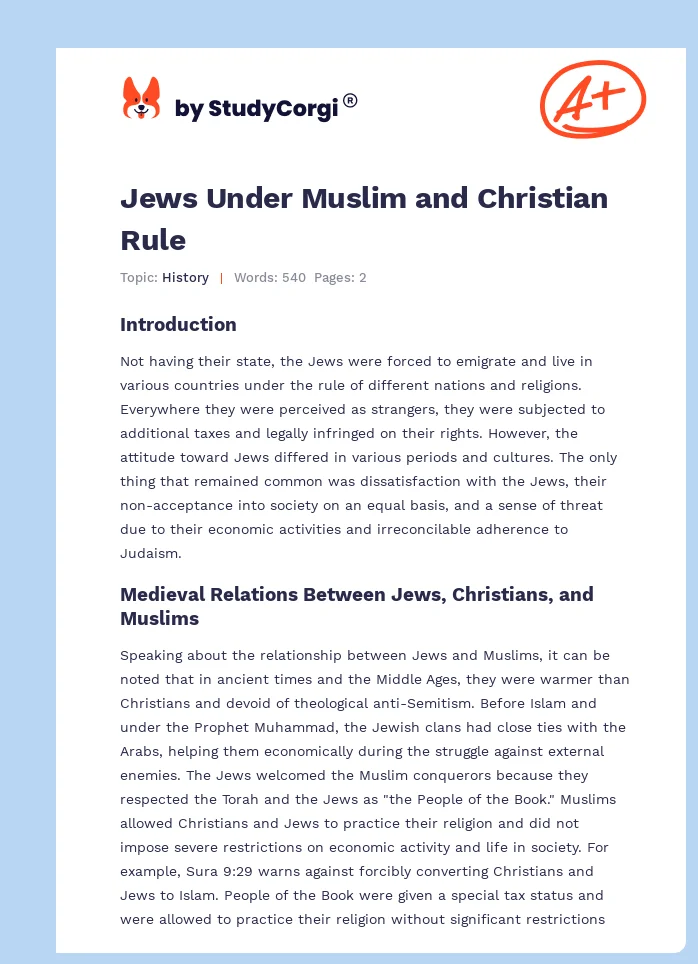 Jews Under Muslim and Christian Rule. Page 1