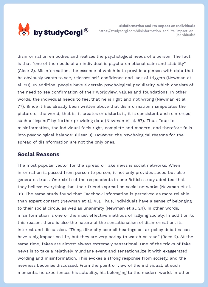 Disinformation and Its Impact on Individuals. Page 2