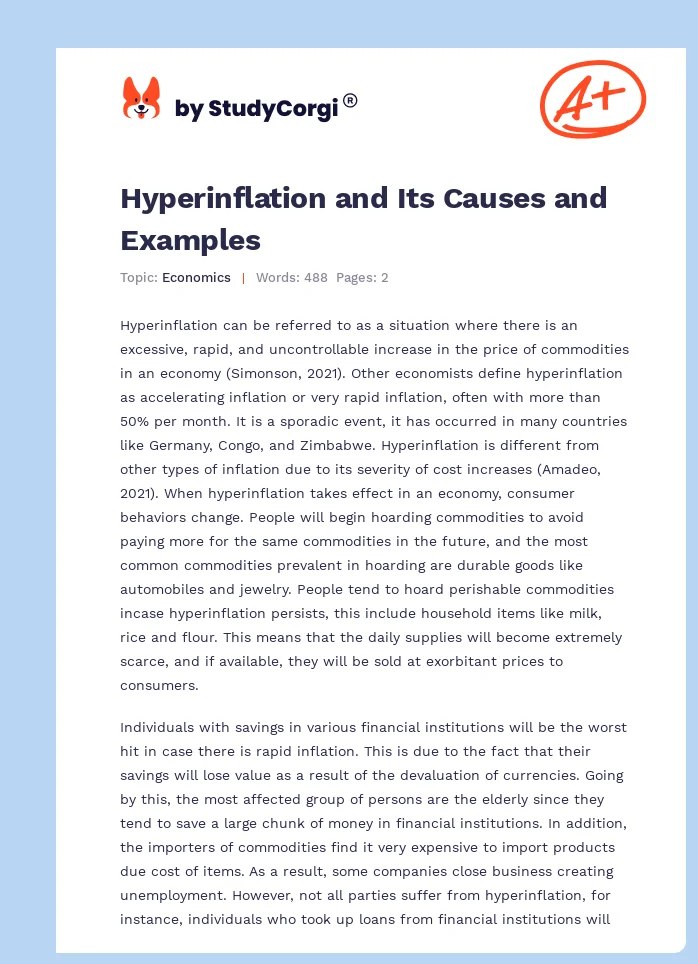 Hyperinflation and Its Causes and Examples. Page 1
