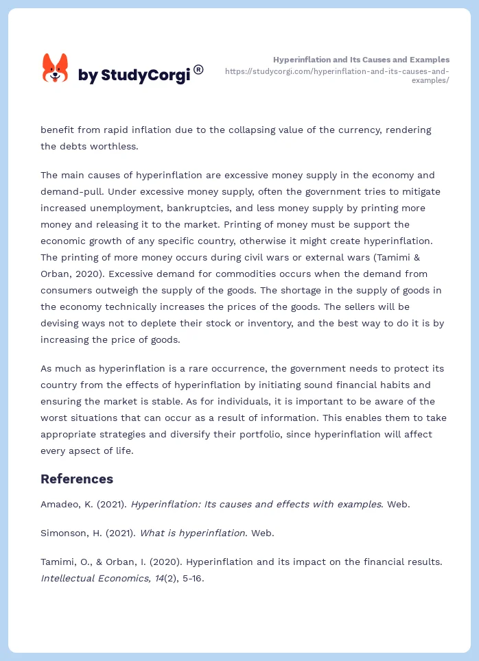 Hyperinflation and Its Causes and Examples. Page 2