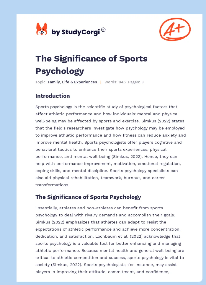 The Significance of Sports Psychology. Page 1