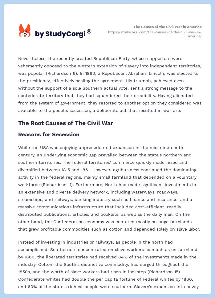 The Causes of the Civil War in America. Page 2