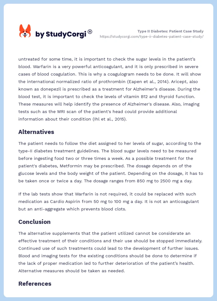 Type II Diabetes: Patient Case Study. Page 2