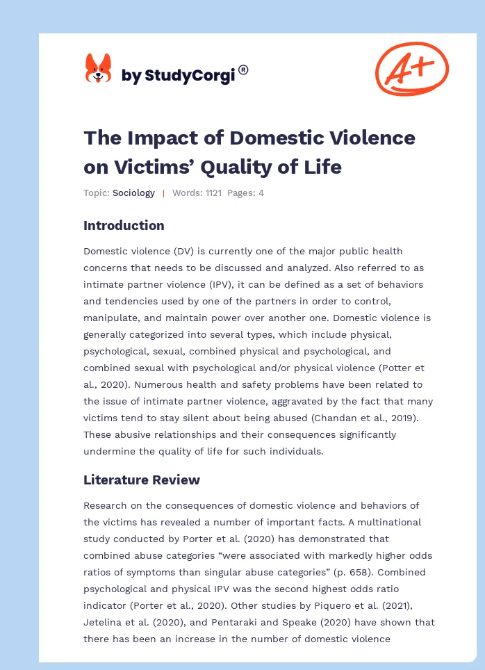 The Impact of Domestic Violence on Victims’ Quality of Life. Page 1