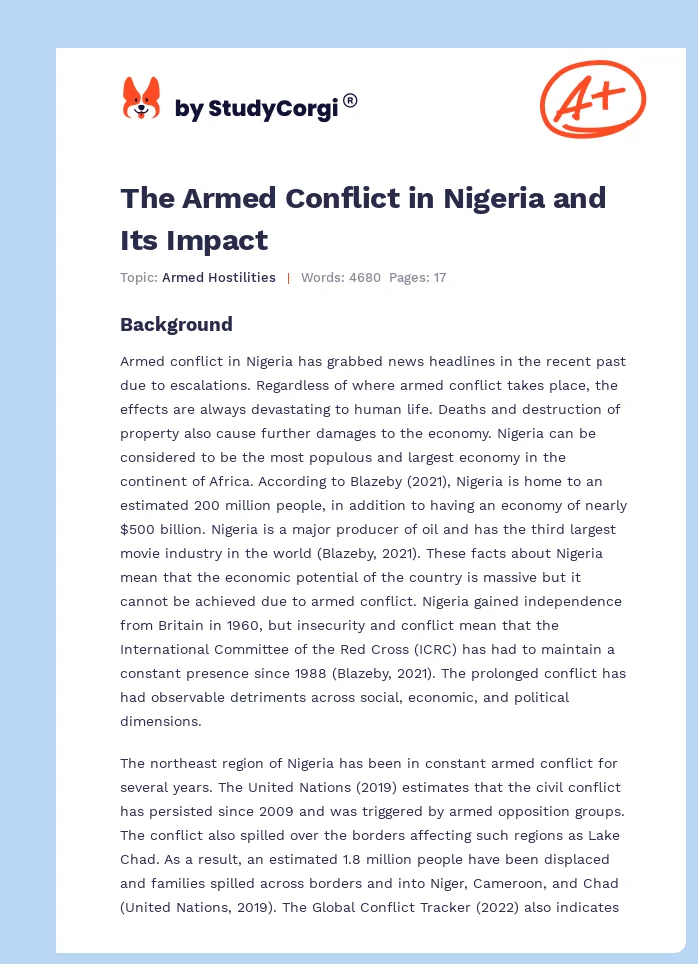 The Armed Conflict in Nigeria and Its Impact. Page 1