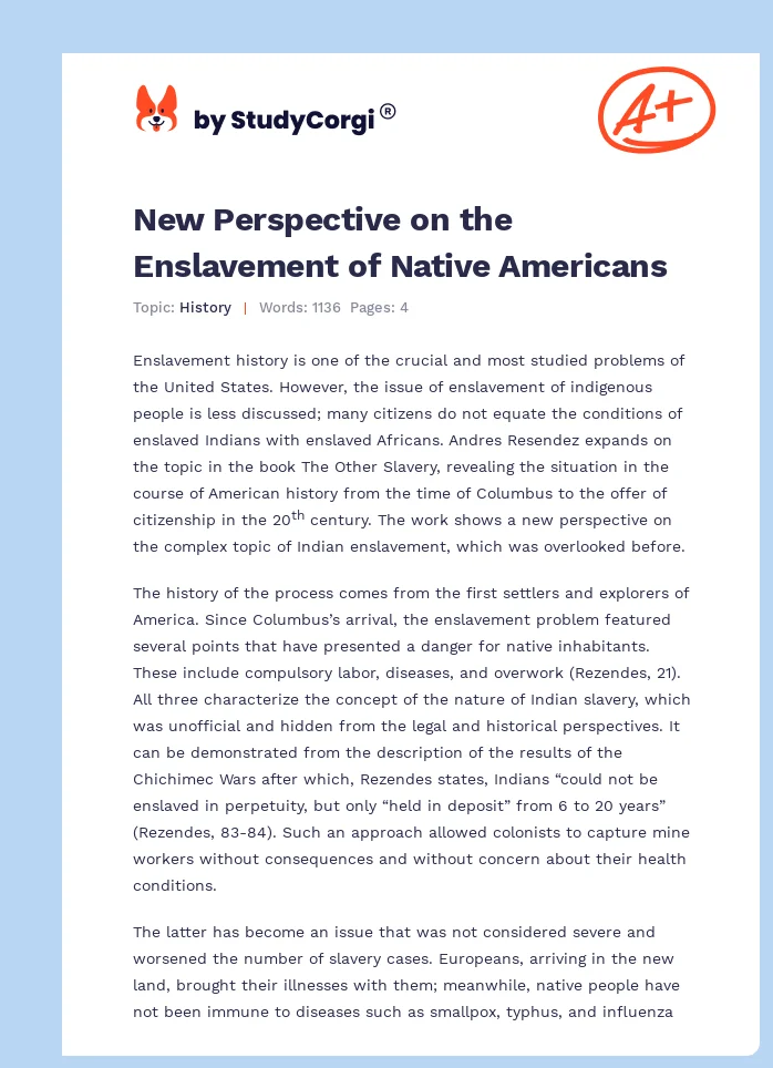 New Perspective on the Enslavement of Native Americans. Page 1
