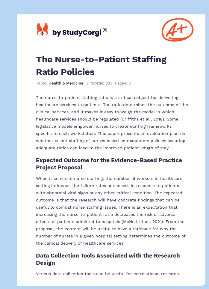 The Nurse-to-Patient Staffing Ratio Policies. Page 1