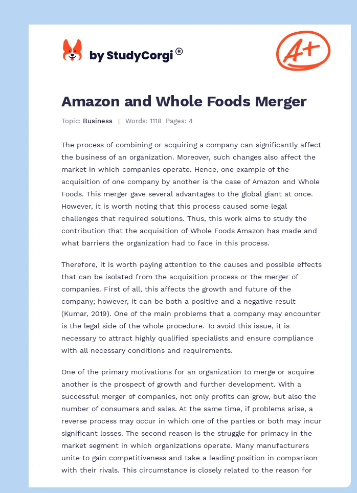 Amazon and Whole Foods Merger. Page 1