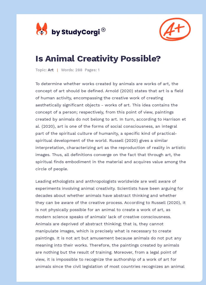 Is Animal Creativity Possible?. Page 1