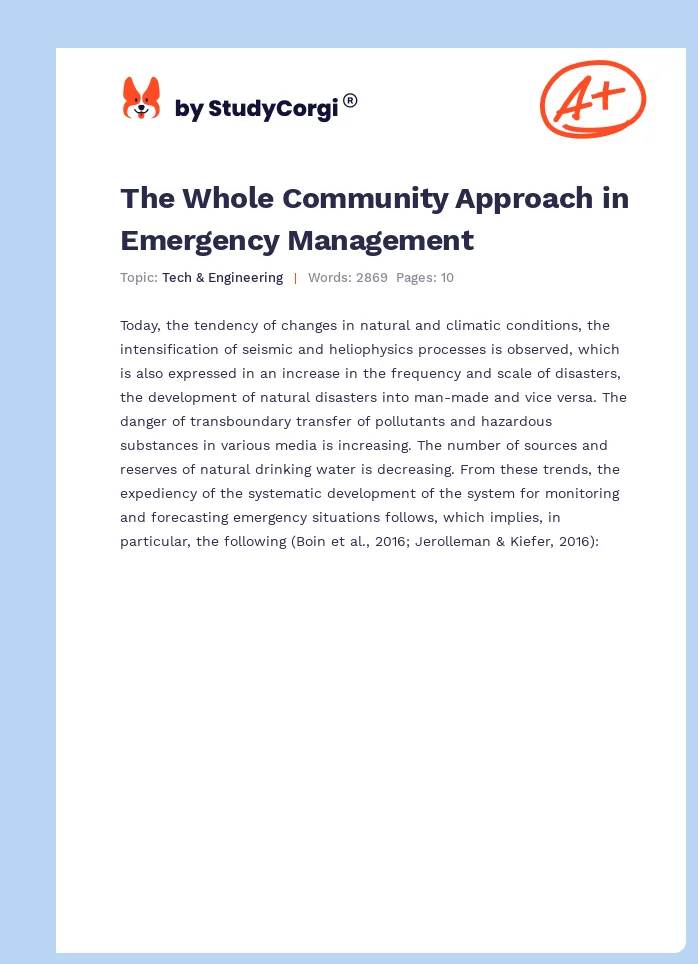 The Whole Community Approach in Emergency Management. Page 1