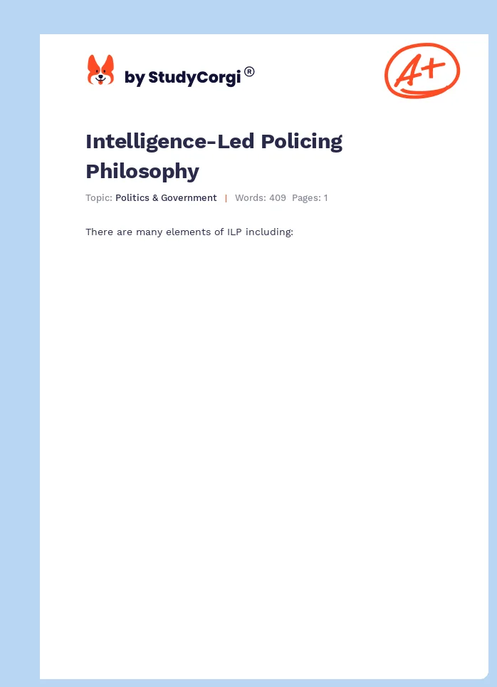 Intelligence-Led Policing Philosophy. Page 1