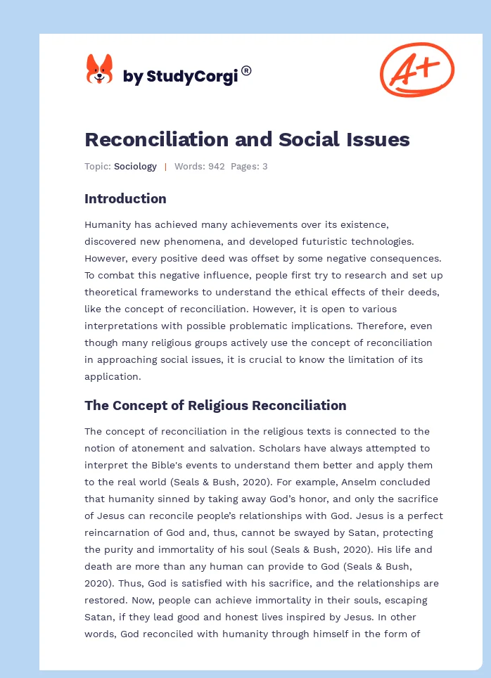 Reconciliation and Social Issues. Page 1