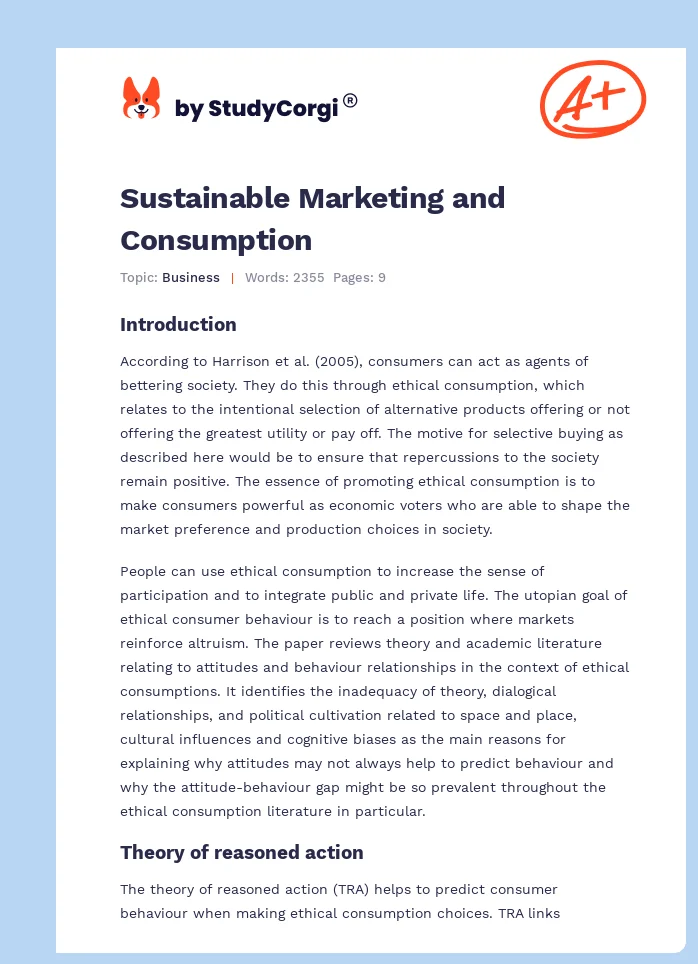 Sustainable Marketing and Consumption. Page 1