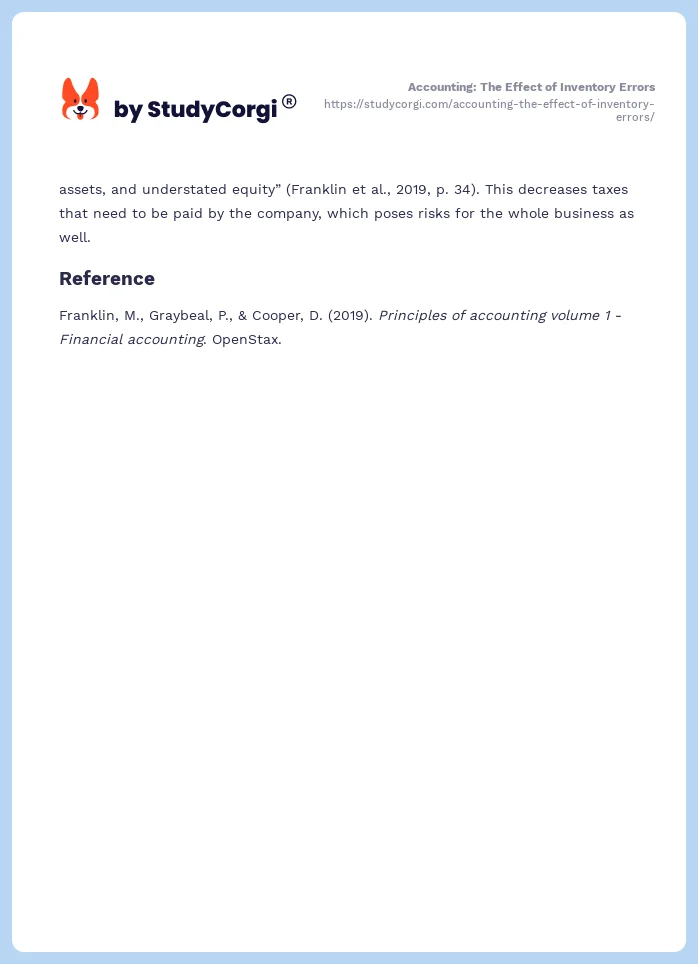 Accounting: The Effect of Inventory Errors. Page 2
