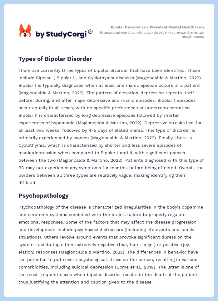 Bipolar Disorder as a Prevalent Mental Health Issue. Page 2