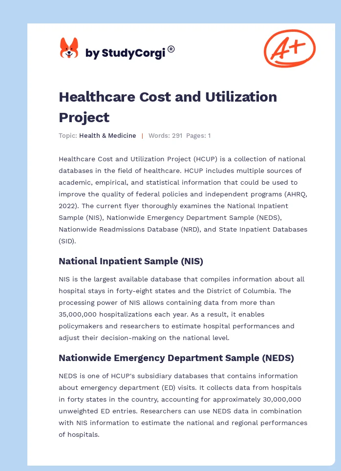 Healthcare Cost and Utilization Project. Page 1