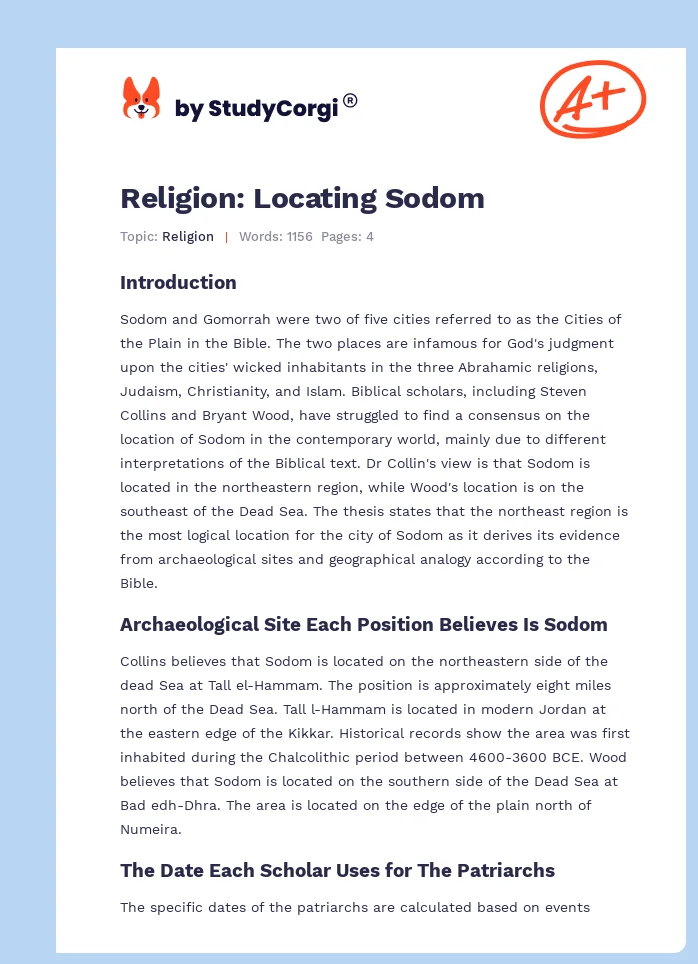 Religion: Locating Sodom. Page 1