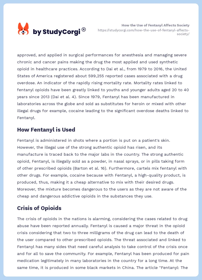 How the Use of Fentanyl Affects Society. Page 2