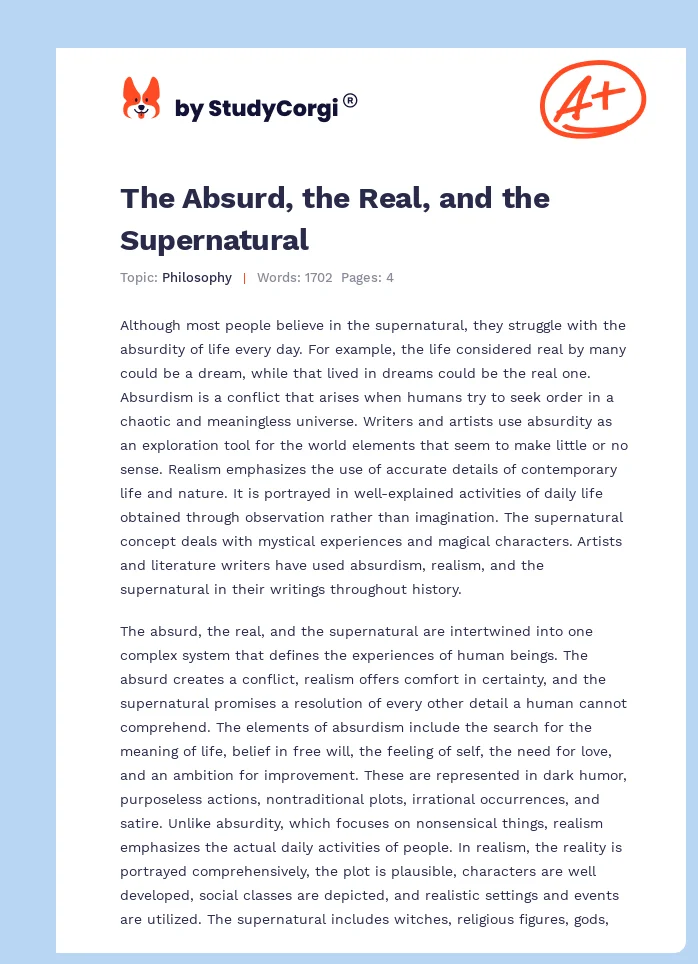 The Absurd, the Real, and the Supernatural. Page 1