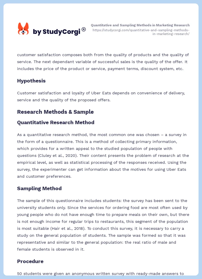 Quantitative and Sampling Methods in Marketing Research. Page 2