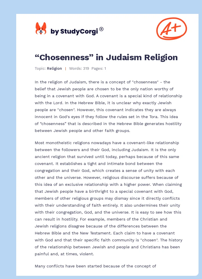 “Chosenness” in Judaism Religion. Page 1