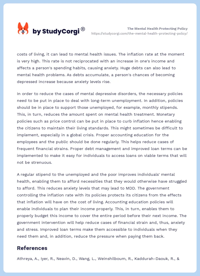The Mental Health Protecting Policy. Page 2