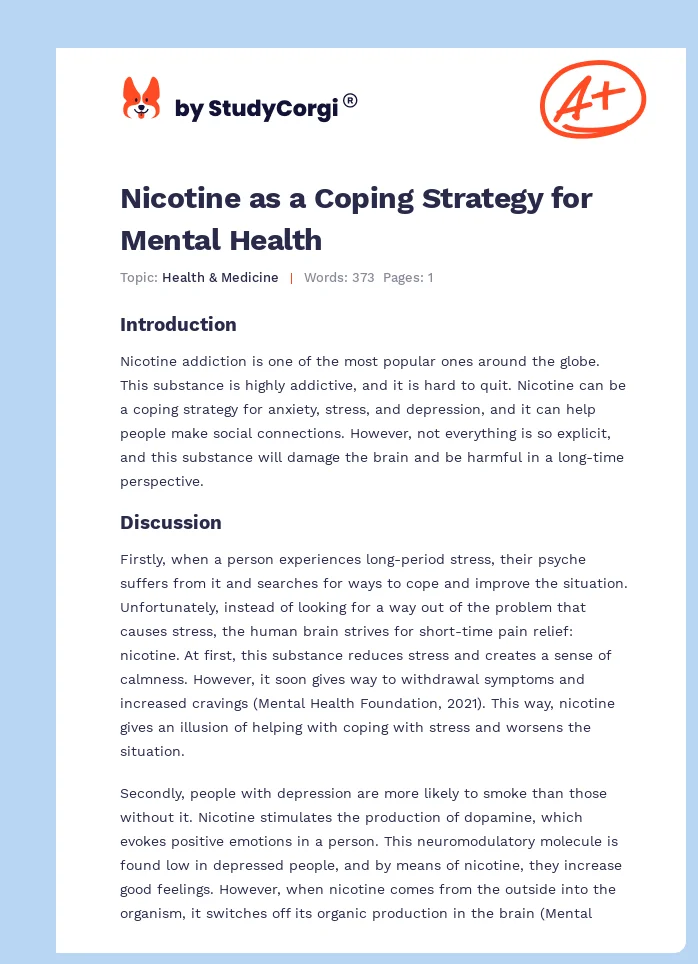Nicotine as a Coping Strategy for Mental Health. Page 1