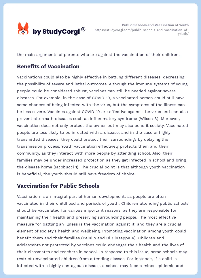 Public Schools and Vaccination of Youth. Page 2