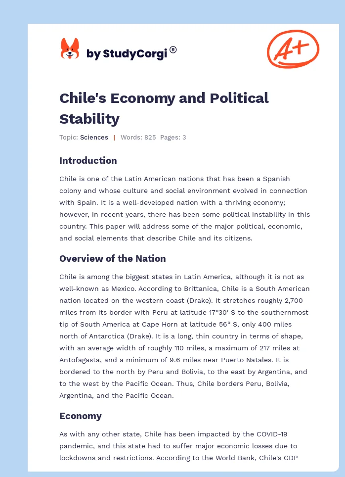 Chile's Economy and Political Stability. Page 1