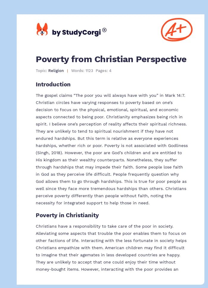 Poverty from Christian Perspective. Page 1