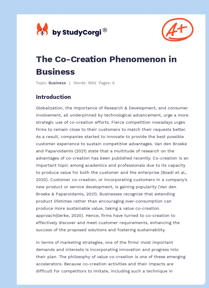 The Co-Creation Phenomenon in Business. Page 1