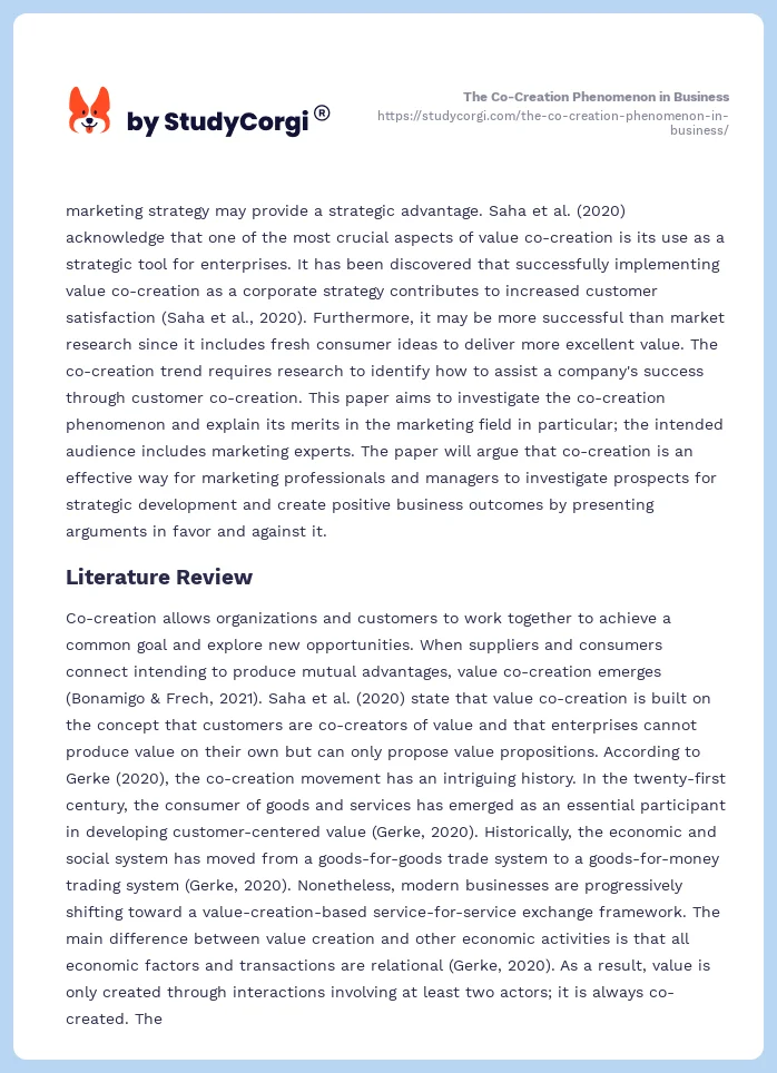 The Co-Creation Phenomenon in Business. Page 2