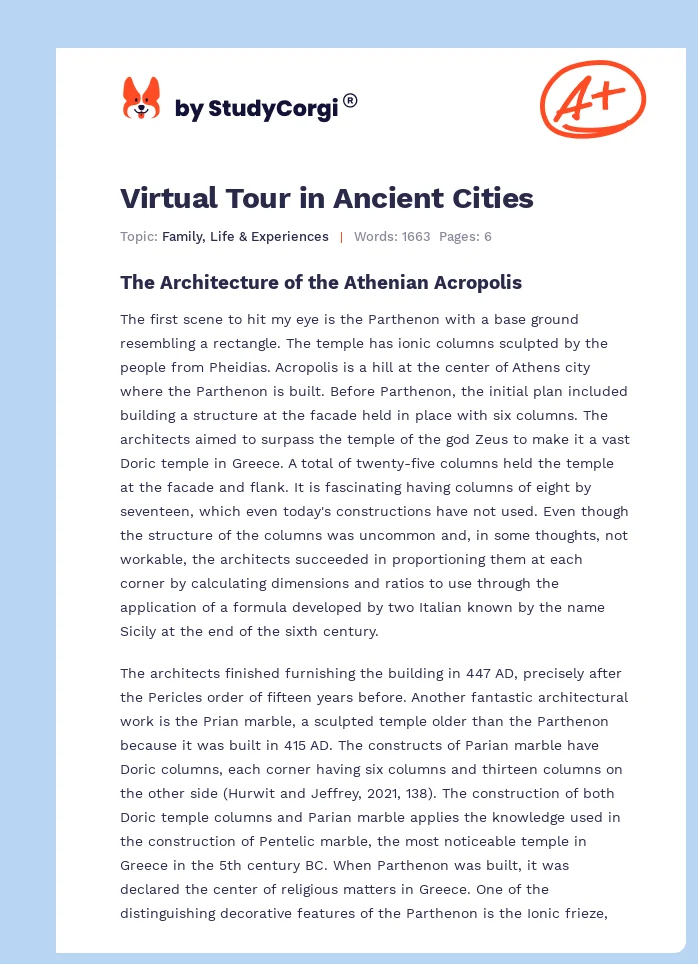 Virtual Tour in Ancient Cities. Page 1