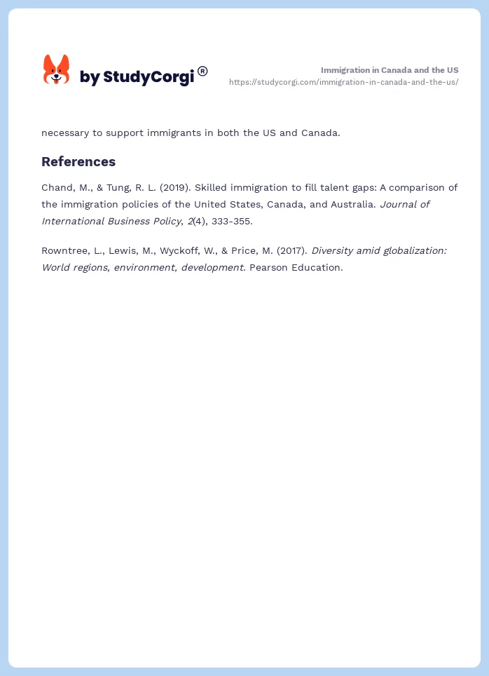 Immigration in Canada and the US. Page 2