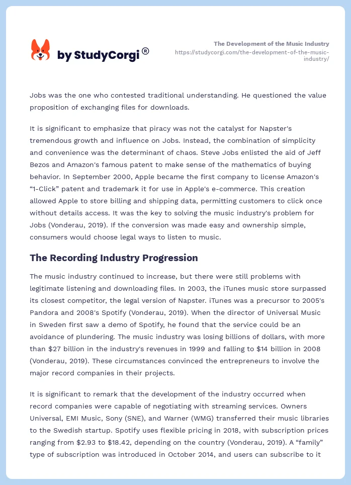 The Development of the Music Industry. Page 2