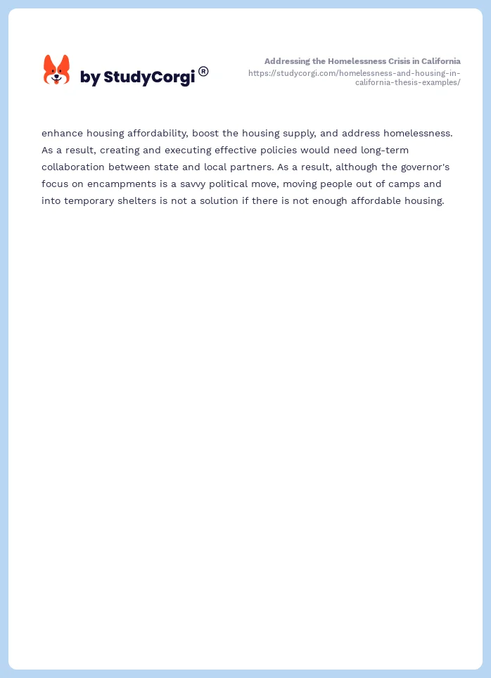Homelessness and Housing in California. Page 2