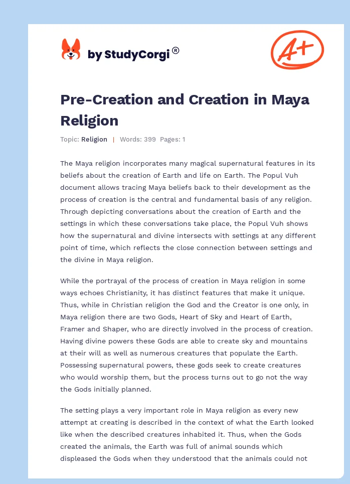 Pre-Creation and Creation in Maya Religion. Page 1