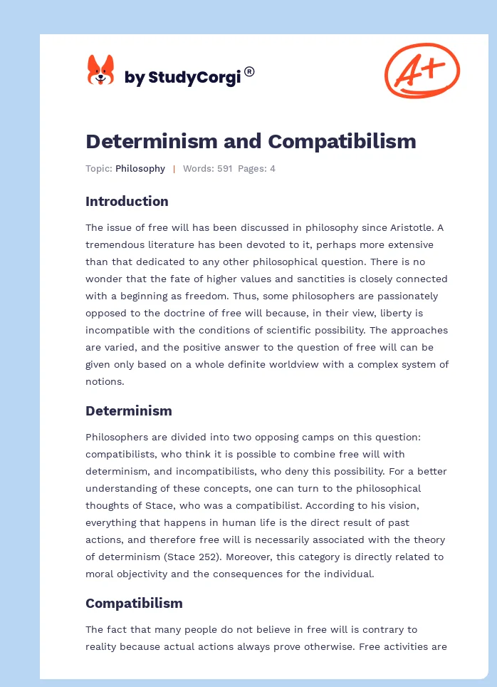 Determinism and Compatibilism. Page 1