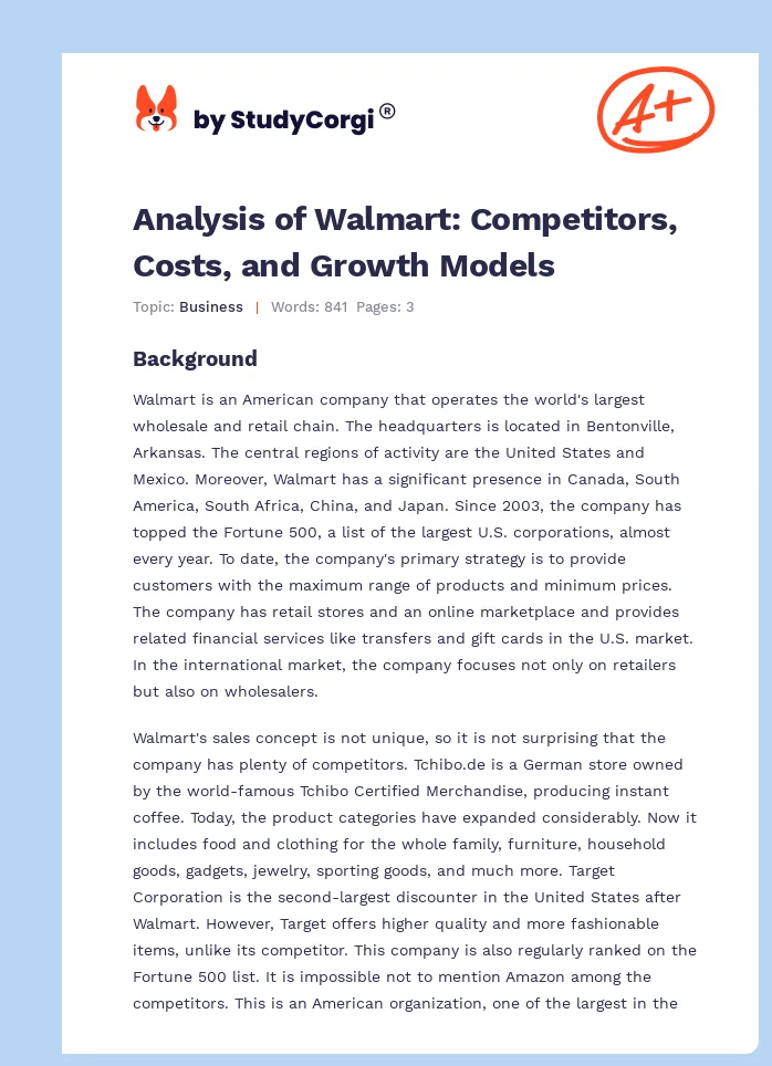 Walmart: The Company Analysis. Page 1