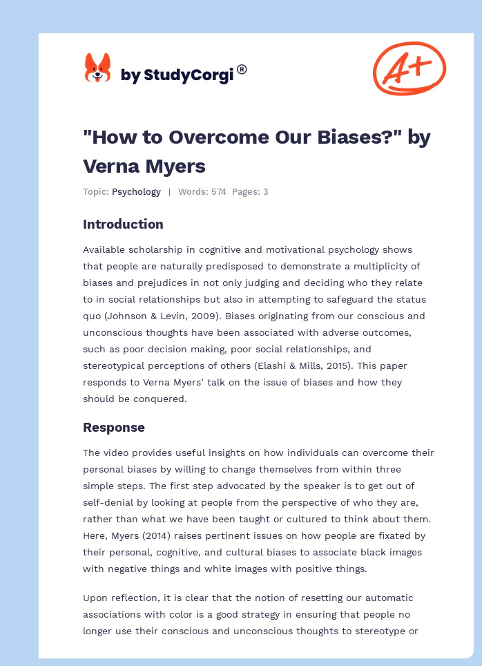 "How to Overcome Our Biases?" by Verna Myers. Page 1