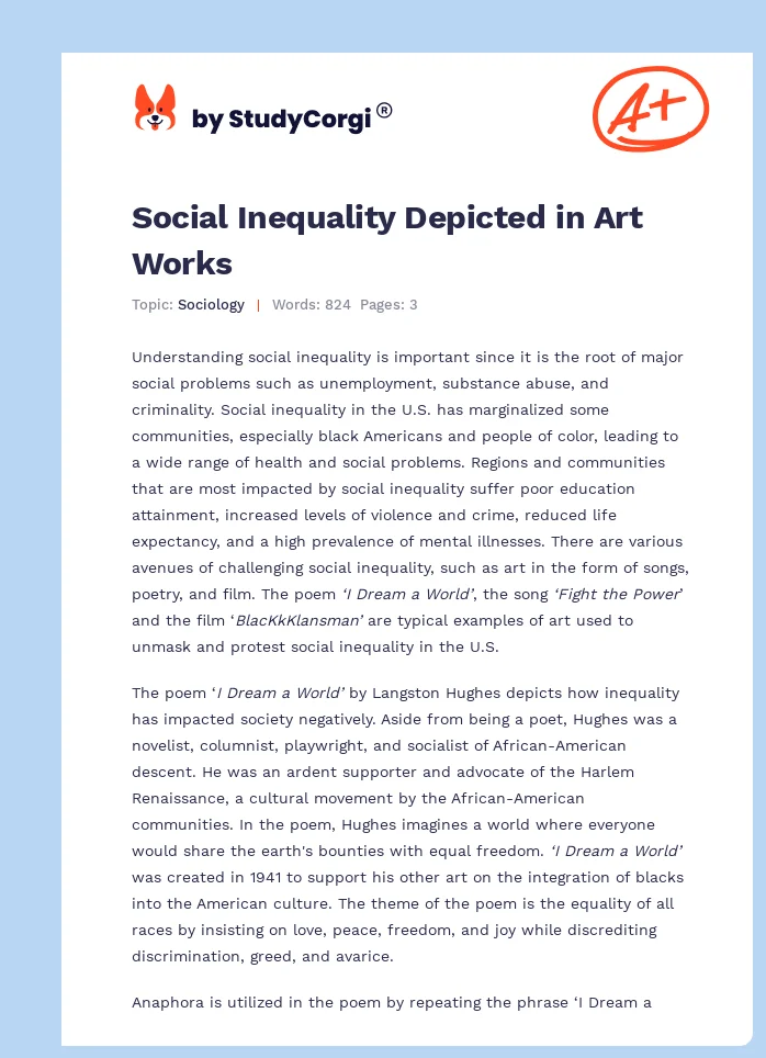 Social Inequality Depicted in Art Works. Page 1
