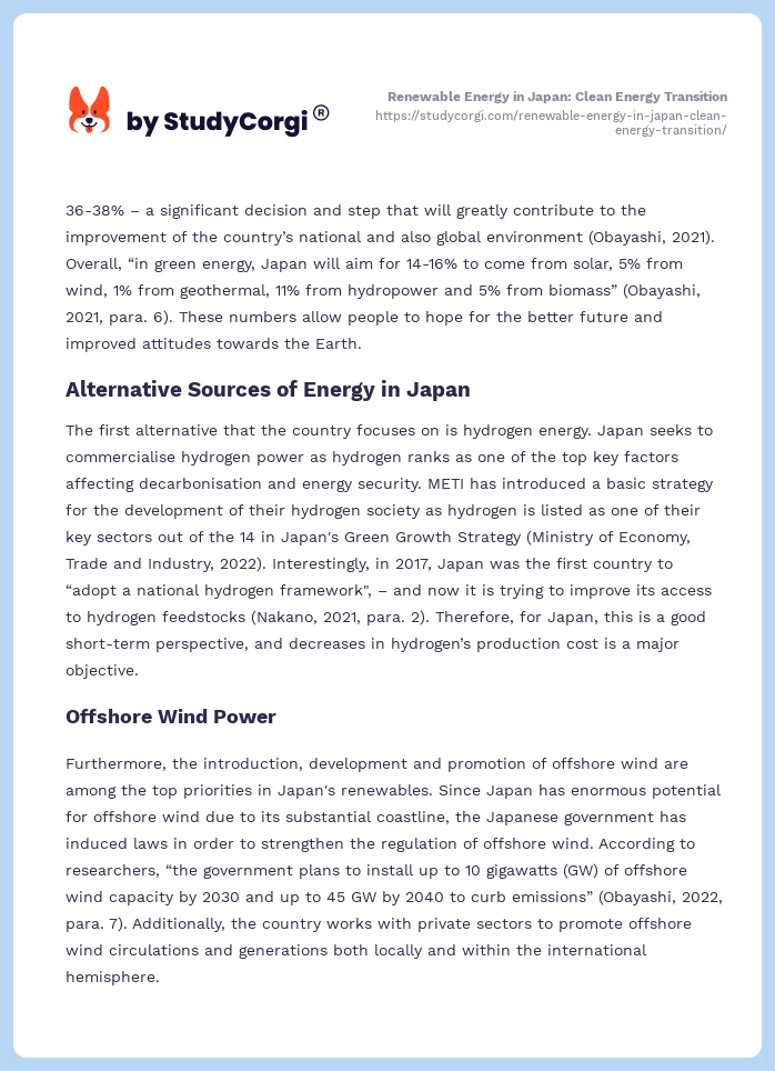 Renewable Energy in Japan: Clean Energy Transition. Page 2
