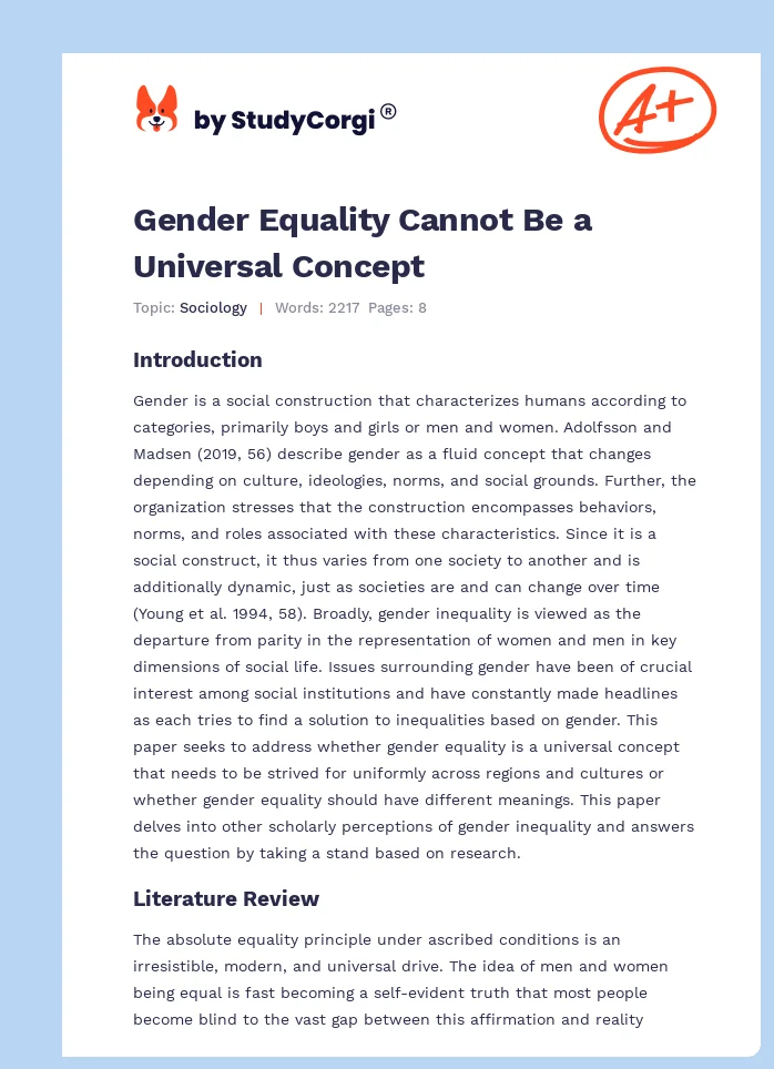 Gender Equality Cannot Be a Universal Concept. Page 1