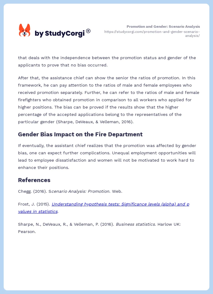 Promotion and Gender: Scenario Analysis. Page 2