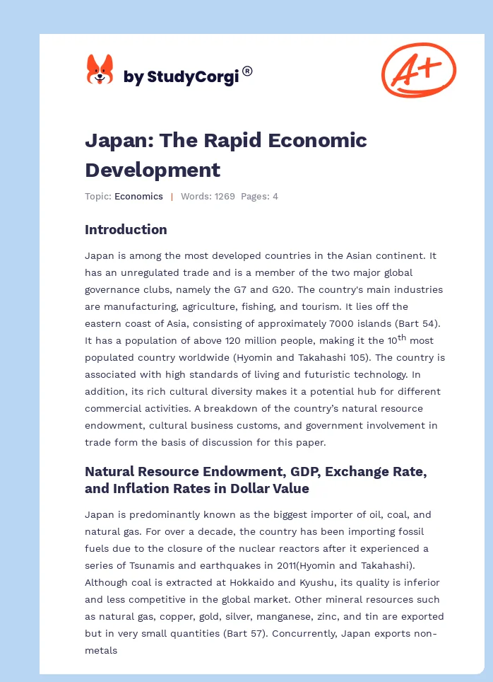 Japan: The Rapid Economic Development. Page 1