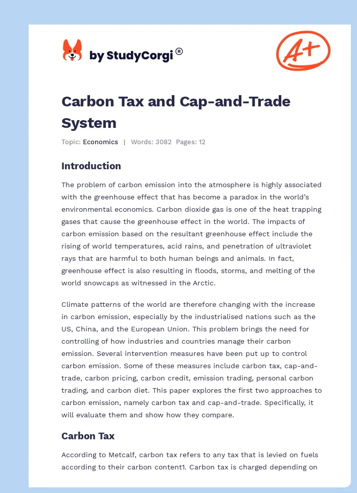 Carbon Tax and Cap-and-Trade System. Page 1