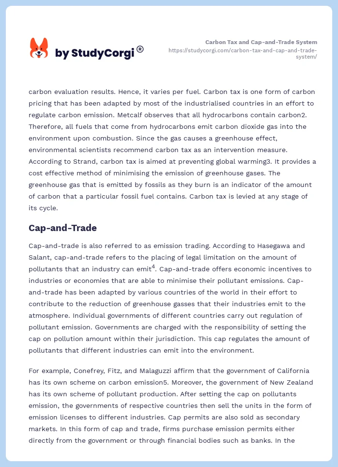 Carbon Tax and Cap-and-Trade System. Page 2